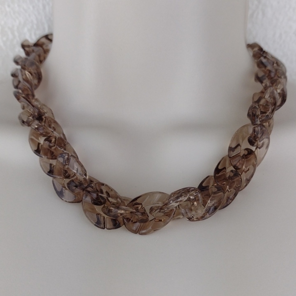 🌻 3 For $15 Light Smoky Taupe Resin Tortoise Shell Style Cute Chain Necklace